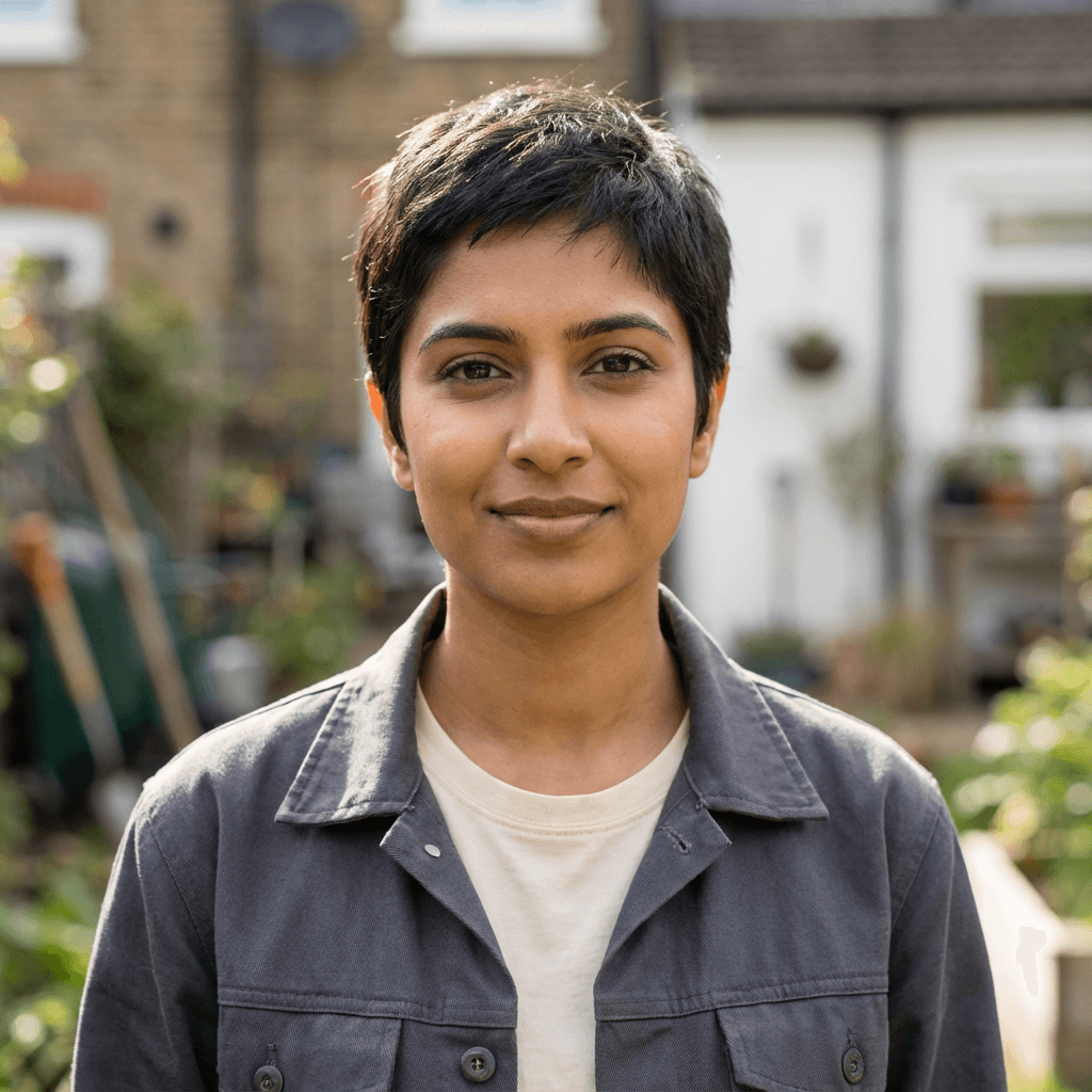 Priya Sharma smiling in a kitchen