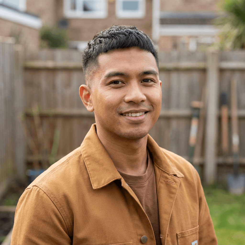Marcus Chen chopping vegetables with a smile