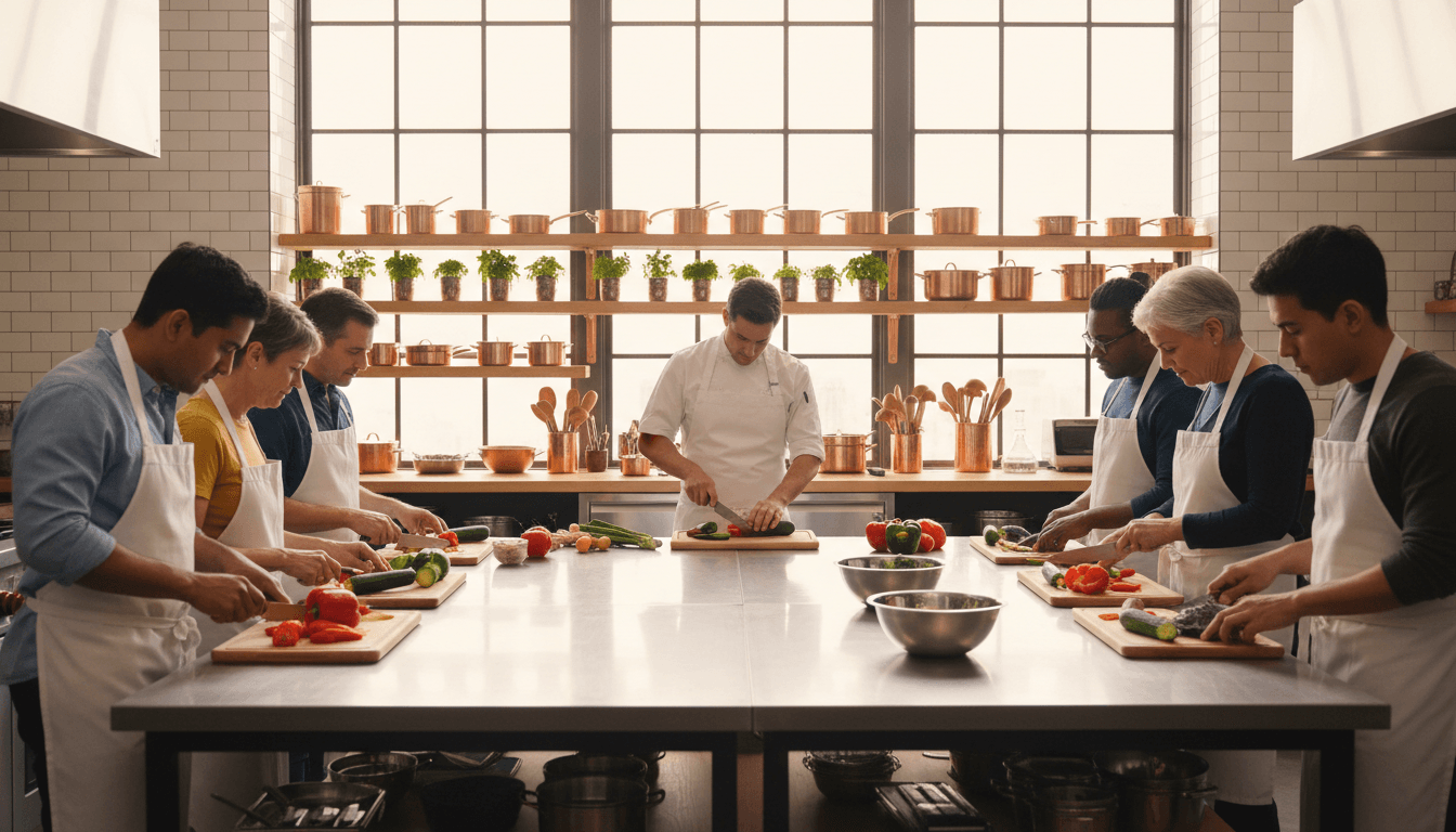 Hands-on cooking class in a bright professional kitchen in Toronto